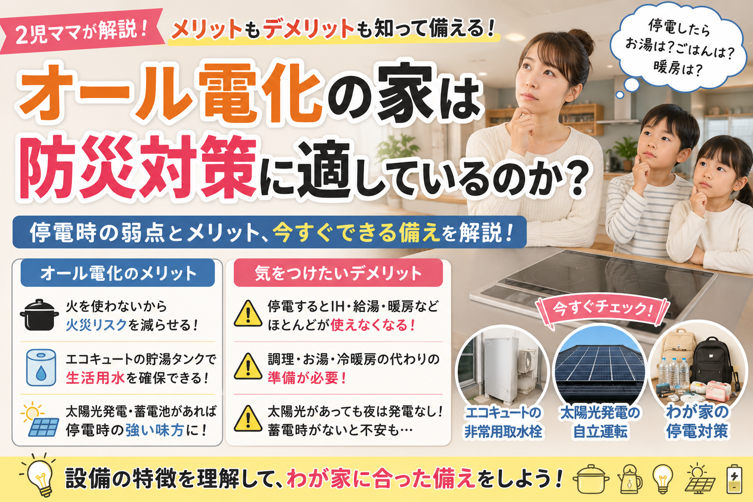 【オール電化の家は防災に強い?】停電時の弱点とメリットを2児ママ目線で徹底解説