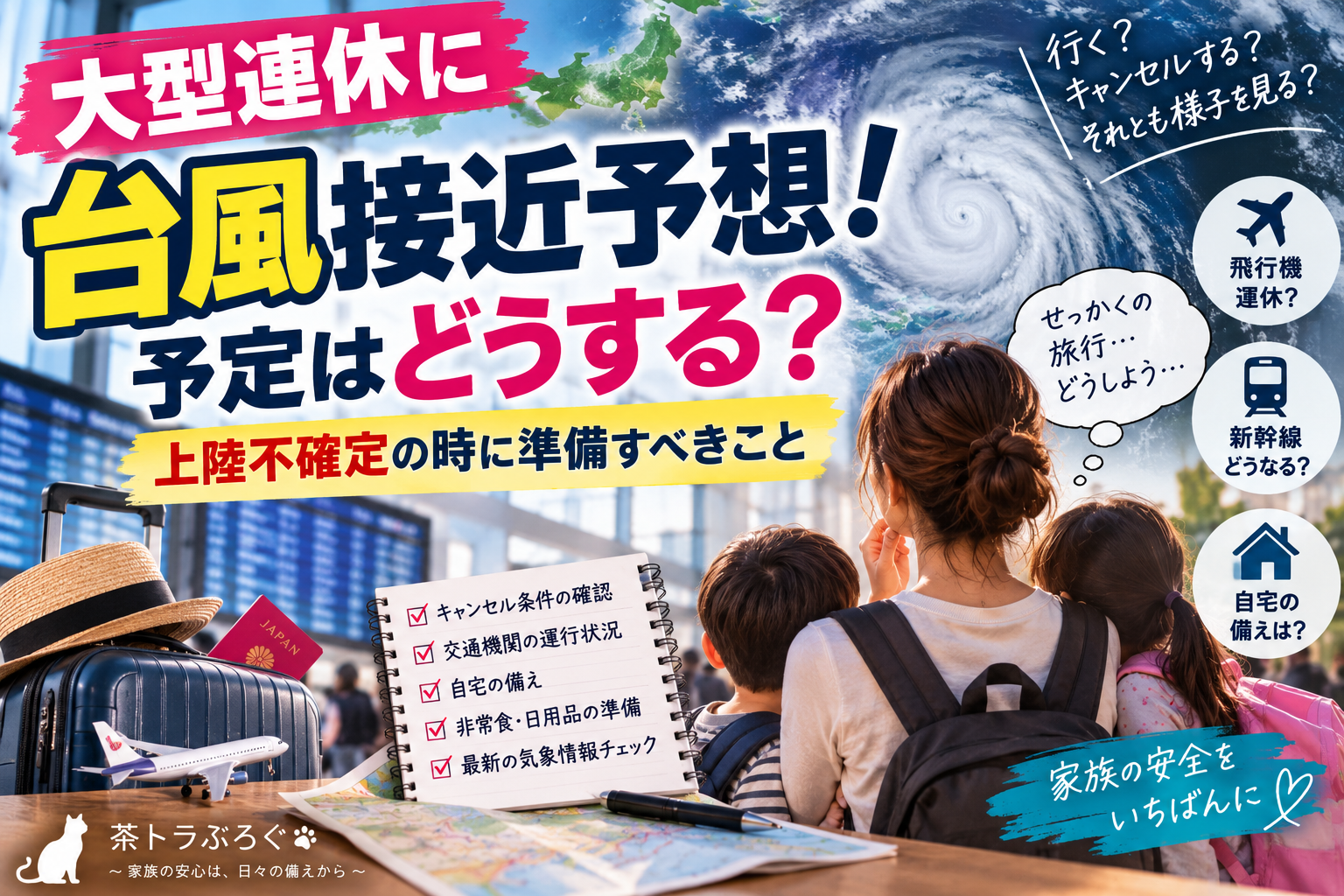 大型連休に台風接近予想!旅行やお出かけはどうする?上陸するか分からない時に準備しておきたいこと