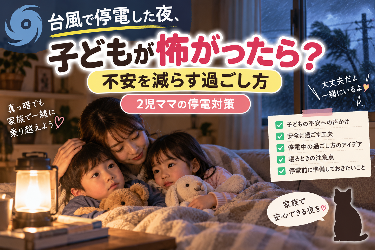 【台風で停電した夜、子どもが怖がったら?】不安を減らす過ごし方|2児ママの停電対策